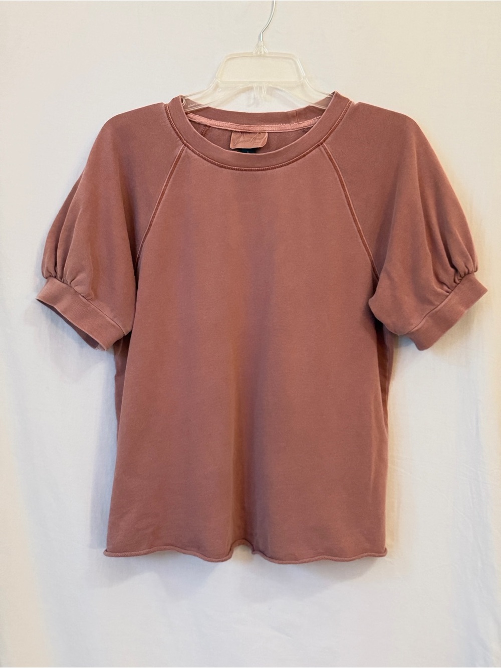 Puff Sleeve Cotton Sweatshirt Top Dusty Rose Universal Thread S